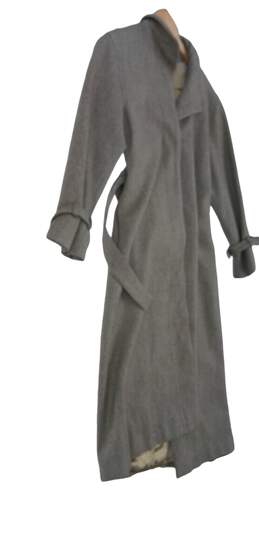 Womens Gray Long Sleeve Collared Belted Winter Peacoat Size 8 alternative image