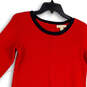 Womens Red Black Knitted Long Sleeve Stretch Pullover Sweater Dress Size S image number 3