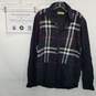 AUTHENTICATED Burberry Navy Blue Check Cotton Long Sleeve Button Up Shirt Mens Size XL image number 1