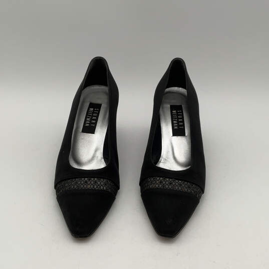 Womens Black Pointed Toe Fashionable Slip-On Kitten Pump Heels Size 8.5 AA image number 3