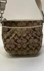 COACH Tan Signature Canvas Pouch Zip Crossbody Bag image number 1