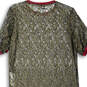 Womens Black Gold Lace Short Sleeve Crew Neck Pullover T-Shirt Dress Size S image number 4