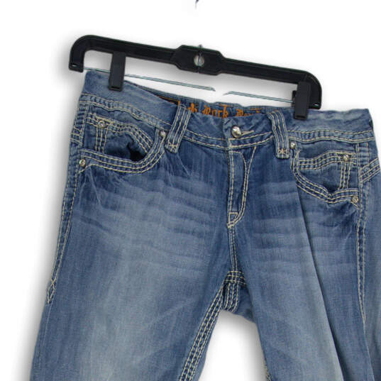 Womens Blue Denim Medium Wash 5-Pocket Design Straight Leg Jeans Size 30 image number 3