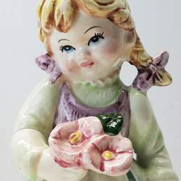 Porcelain Young Girl with Flowers Figurine alternative image