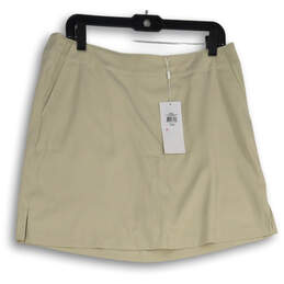 NWT Womens Khaki Flat Front Slash Pocket Back Zip Athletic Skort Size 10