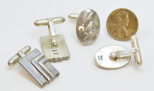 Boma 925 Modernist Geometric Ridged Rectangle & Oval Cuff Links Variety 27.6g image number 4