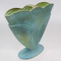 Vintage Haeger Blue Green Winged Fan Vase