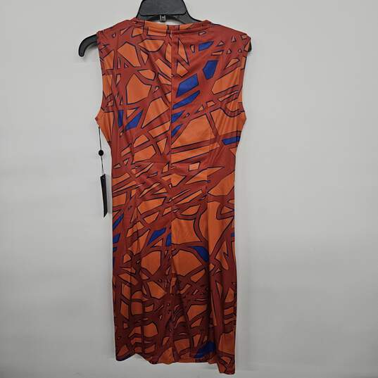 Orange Hued Side Ruched Sleeveless Dress image number 2