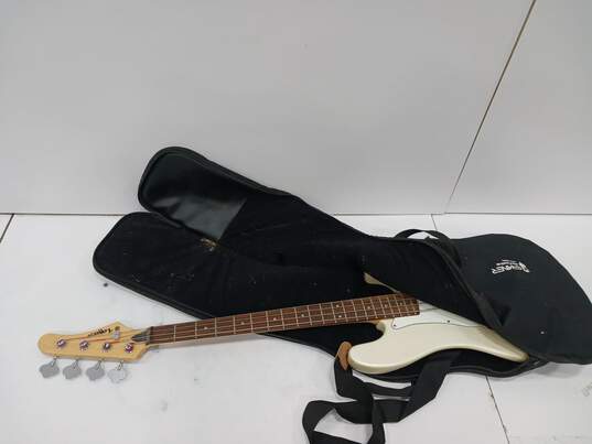 Lotus White Bass Electric Guitar W/ Soft Case image number 1