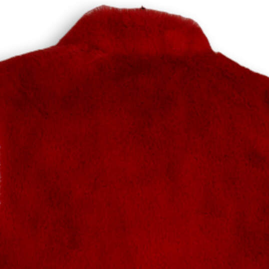 NWT Womens Red Faux Fur Mock Neck Sleeveless Button Front Vest Size XL image number 4