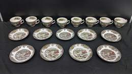 Set of Assorted Johnson Bros Friendly Village Cups & Saucers