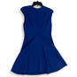 Womens Blue Round Neck Sleeveless Back Zip Fit & Flare Dress Size 4 image number 2