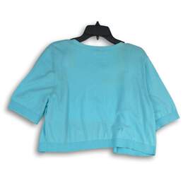 NWT Talbots Womens Blue Open Front Cropped Cardigan Sweater Size XL