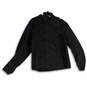 Mens Black Band Collar Long Sleeve Full-Zip Windbreaker Jacket Size Large image number 1