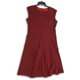 Land's End Womens Red Geometric Sleeveless Fit & Flare Dress Size 14-16