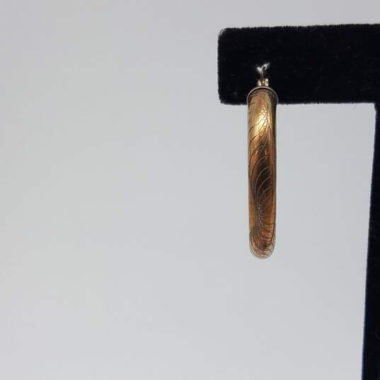 Gold Over Sterling Silver Etched Hoop Earrings 12.2g image number 4