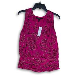 NWT White House Black Market Womens Pink Floral Sleeveless Blouse Top Size S