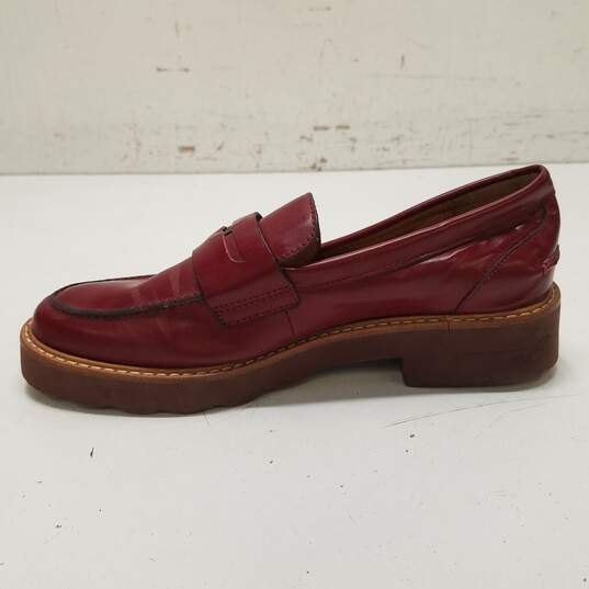 Coach Leather Penny Loafers Red 5 image number 2