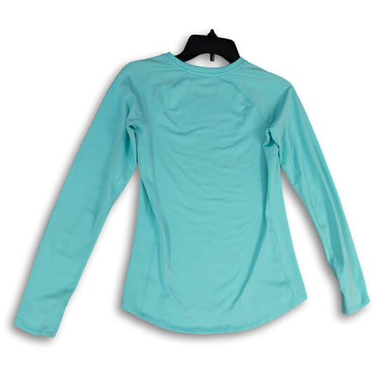Womens Blue Round Neck Long Sleeve Activewear Pullover T-Shirt Size Small image number 2