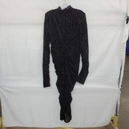 Pretty Little Thing Black Zebra Devore High Neck Draped Midi Dress WM Size 12 NWT alternative image