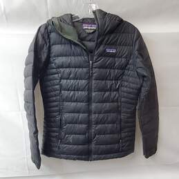 Patagonia Womens Black Hooded Rain Puffer Jacket Size XS