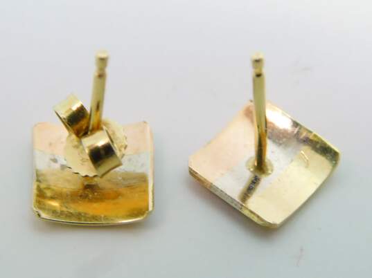 Elegant 14K Tri Color Gold Textured Stud Earrings 1.4g image number 2