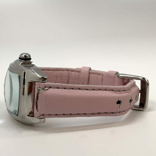 Designer Invicta Silver-Tone Pink Leather Strap Quartz Analog Wristwatch image number 3