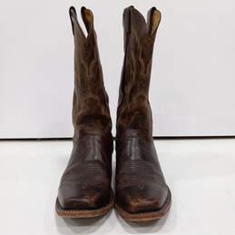 Men's Brown Justin's Leather Square Toe Western Cowboy Boots Size 10.5