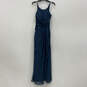 NWT Womens Blue Pleated Scoop Neck Sleeveless Back Zip Maxi Dress Size A6 image number 1