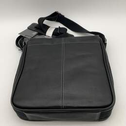 NWT Mens Black Leather Adjustable Strap Charm Tablet Messenger Bag alternative image