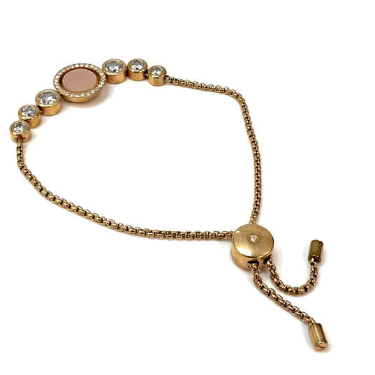 Designer Michael Kors Gold-Tone Crystal Cut Stone Slide Chain Bracelet image number 3