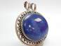 Tibetan Sterling Silver Oval Lapis Statement Pendant 29.5g image number 1