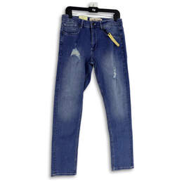 NWT Womens Blue 5-Pocket Design Distressed Straight Leg Jeans Size 32x32