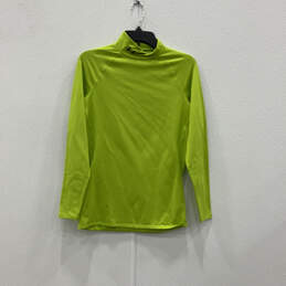 Womens Lime Long Sleeve Mock Neck Fitted Pullover Activewear T-Shirt Size M