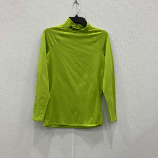 Womens Lime Long Sleeve Mock Neck Fitted Pullover Activewear T-Shirt Size M image number 1