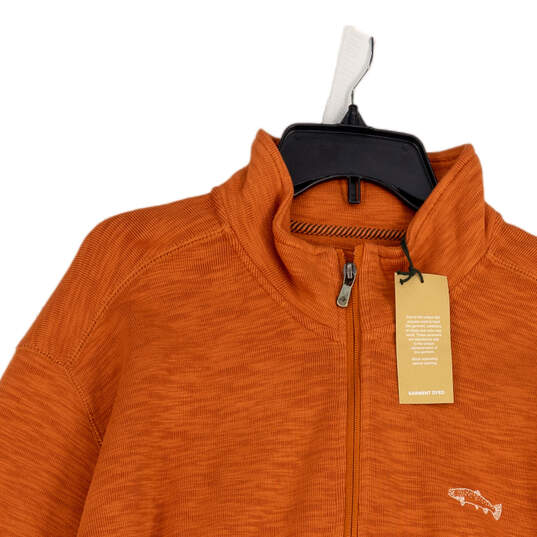 NWT Mens Orange Quarter Zip Mock Neck Long Sleeve Jacket Size XXL image number 3