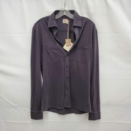 NWT Faherty MN's Organic Cotton Knit Seasons Gray Long Sleeve Shirt Size SM image number 1