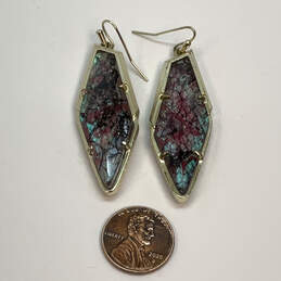 Designer Kendra Scott Gold-Tone reen Purple Abalone Stone Drop Earrings alternative image