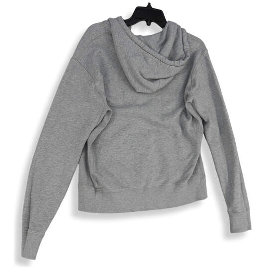 Womens Gray Long Sleeve Kangaroo Pocket 1/4 Zip Pullover Hoodie Size XL image number 2