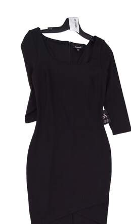 NWT Womens Black Short Sleeve Square Neck Back Zip Sheath Dress Size XS