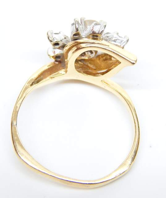 14K Yellow Gold 0.40 CTTW Diamond Floral Leaf Ring 3.4g image number 4
