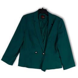 Womens Green Long Sleeve Double Breasted Two Button Blazer Size 16
