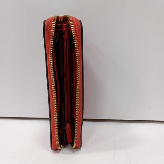 Michael Kors Red Leather Zip Around Wallet image number 3