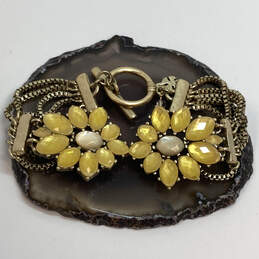 Designer Lucky Brand Gold-Tone Yellow Crystal Cut Stone Chain Bracelet alternative image
