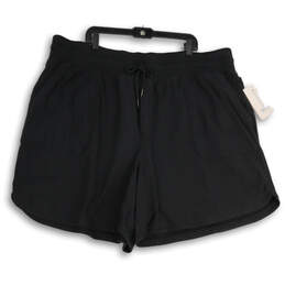 NWT Womens Black Elastic Waist Slash Pocket Sweat Short Size 3X