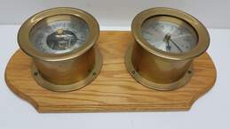 Brass Clock and Barometer Mounted P/R