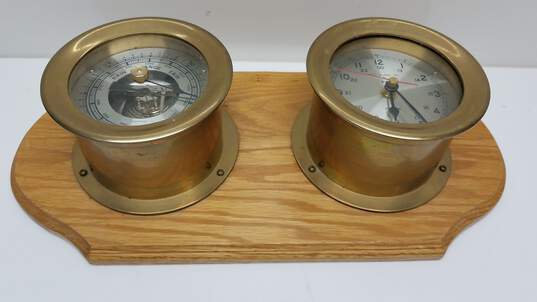 Brass Clock and Barometer Mounted P/R image number 1
