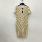 NWT Womens Gold Short Sleeve V-Neck Fashionable Bodycon Dress Size 12 W image number 1