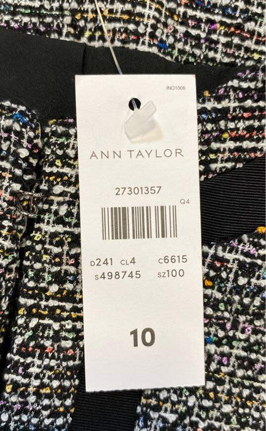 NWT Ann Taylor Womens Black White Long Sleeve Open Front Blazer Jacket Size 10 image number 3