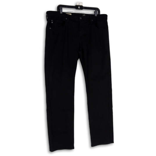 Mens Black Denim Dark Wash Stretch Pocket Straight Leg Jeans Size 38 image number 1